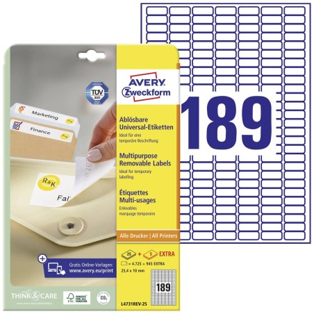 Avery White Removable Mini Labels